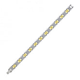 Tungsten Yellow Tone Mens Polished Fancy Bracelet 12 mm Size 8.5 Inches